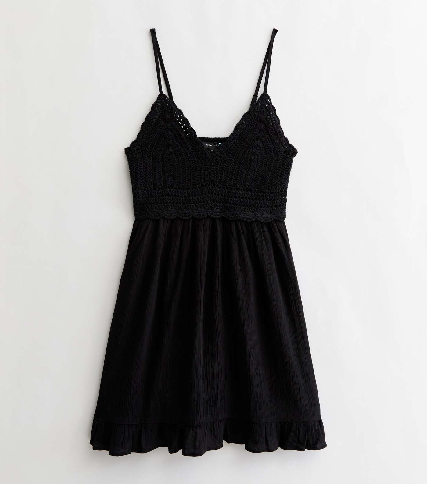 Black Crochet Frill Mini Beach Dress Image 5