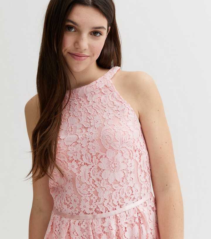 Lace High Neck Skater Dress