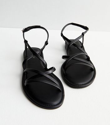 Black Leather-Look Strappy Sandals New Look