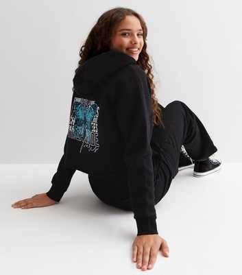 Girls Black Butterfly Front and Back Logo Hoodie