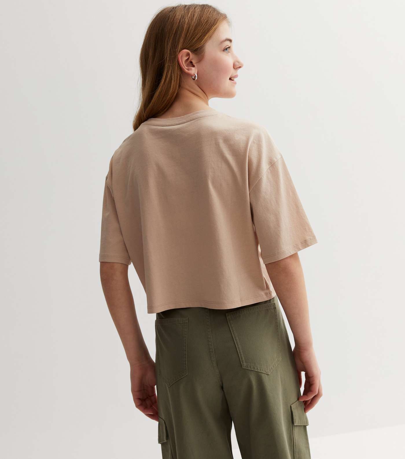 Girls Camel Drop Shoulder Boxy T-Shirt Image 4