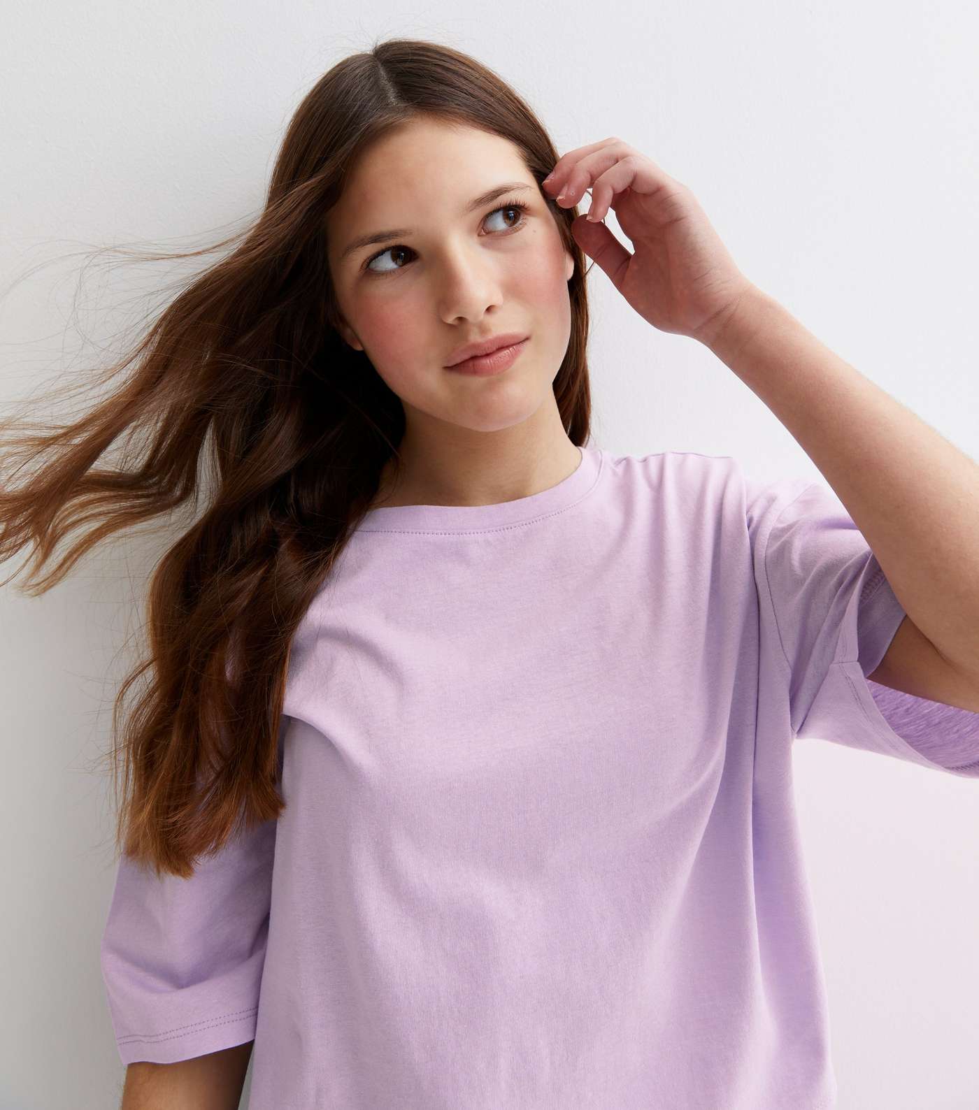 Girls Lilac Drop Shoulder Boxy T-Shirt Image 2