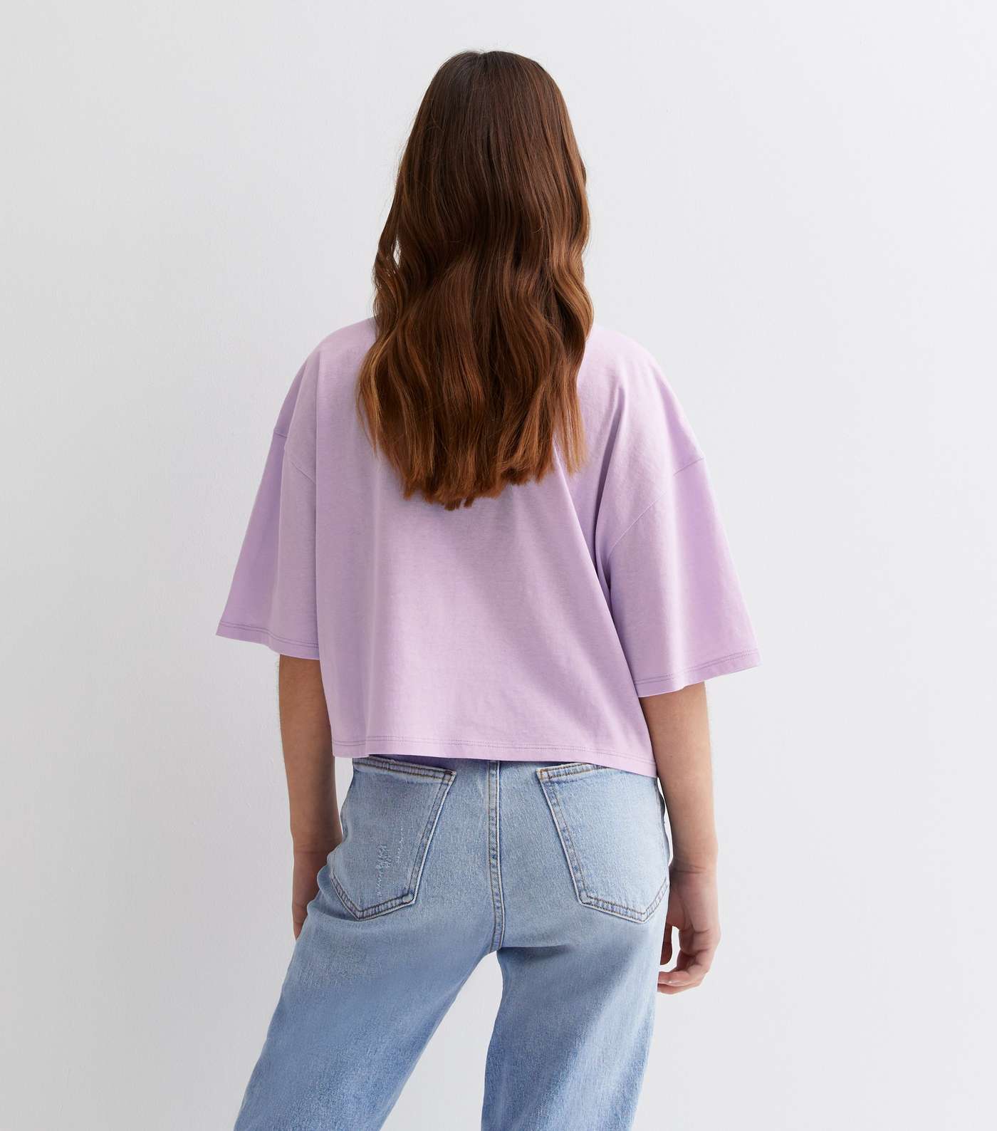 Girls Lilac Drop Shoulder Boxy T-Shirt Image 4