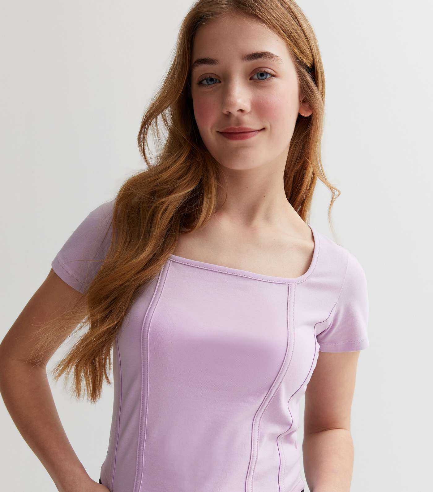 Girls Lilac Short Sleeve Corset Top