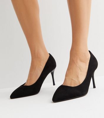 Extra Wide Fit Black Suedette Pointed Stiletto Heel Court Shoes New Look