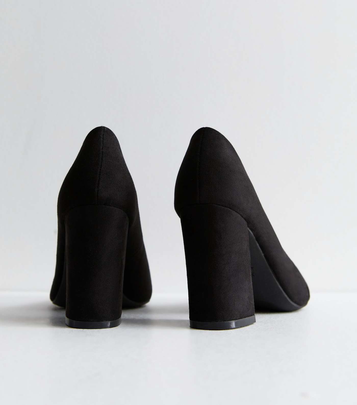 Extra Wide Fit Black Suedette Block Heel Court Shoes Image 4