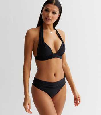 Black Plain Fold Down Bikini Briefs
