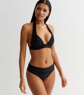 Plain black high waisted cheap bikini bottoms