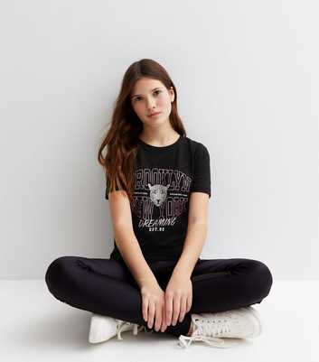 KIDS ONLY Black Leopard Print Brooklyn New York Logo T-Shirt