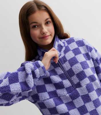 KIDS ONLY Lilac Checkerboard Teddy High Neck Sweatshirt