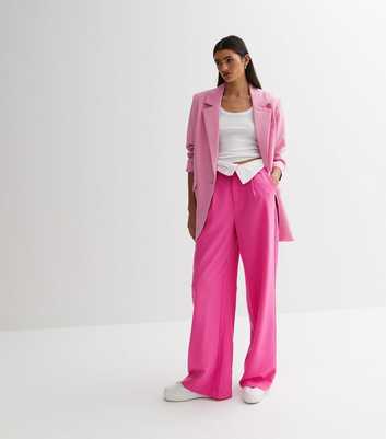 NEON & NYLON Bright Pink Fold Over Trousers