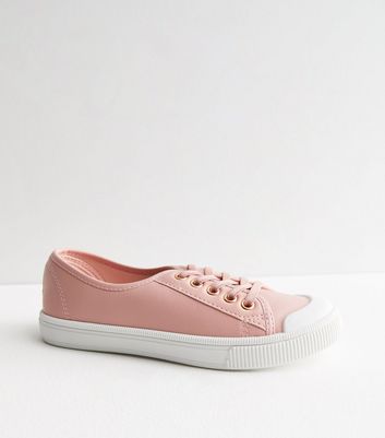 Pink leather hot sale trainers womens