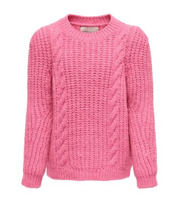 KIDS ONLY Pink Cable Knit Crew Neck Jumper New Look