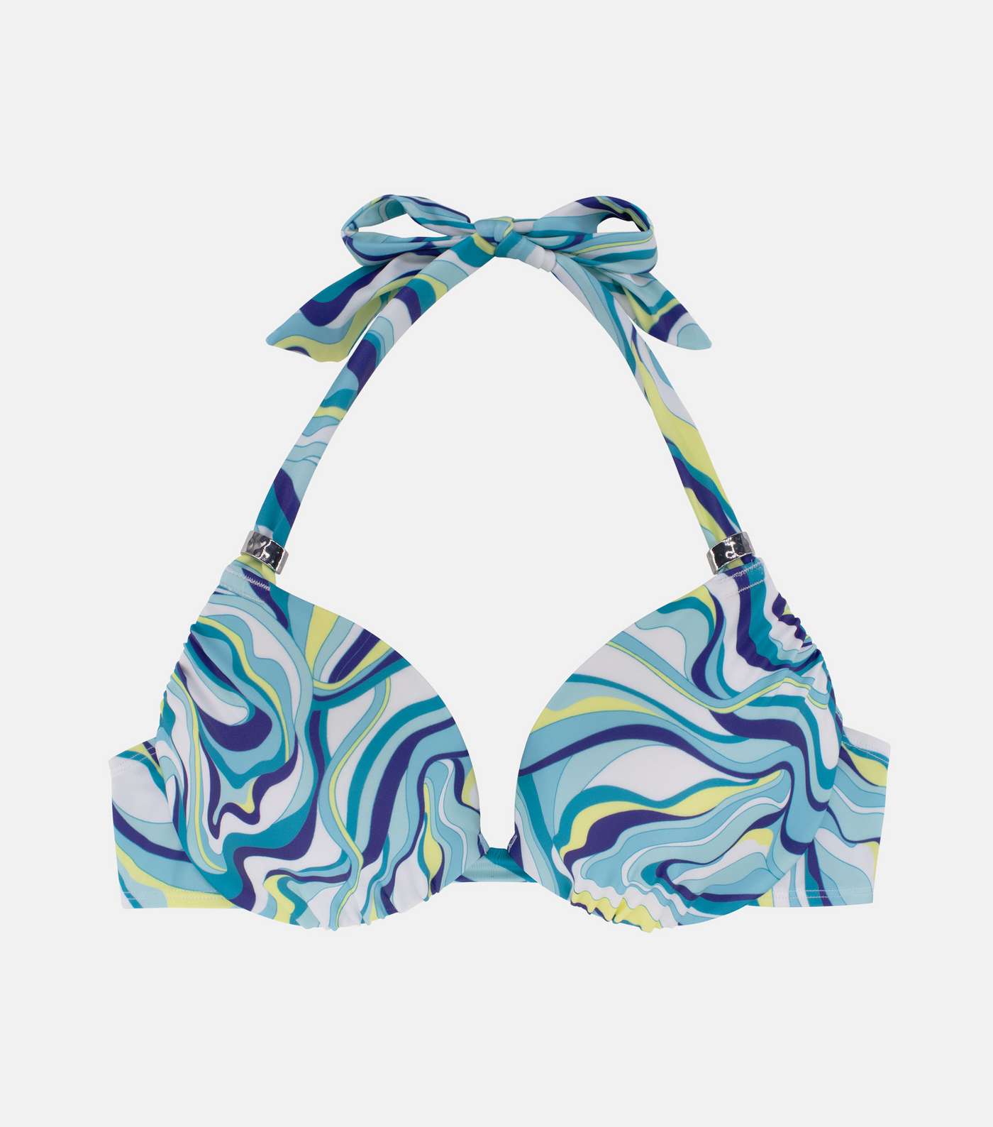 Dorina Blue Swirl Halter Neck Super Push Up Bikini Top
