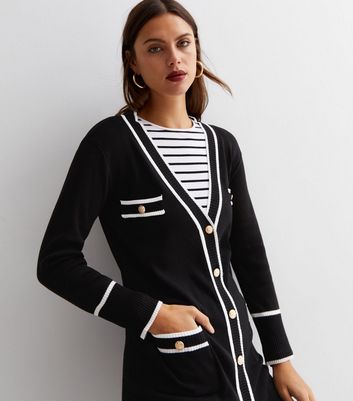 Black cardigan 2025 with white trim