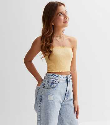 Girls Yellow Shirred Bandeau Top