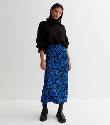 new look blue midi skirt