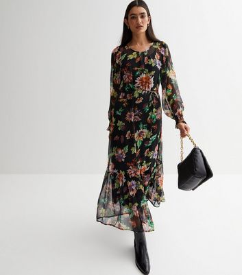 Chiffon long sleeve midi dress hotsell