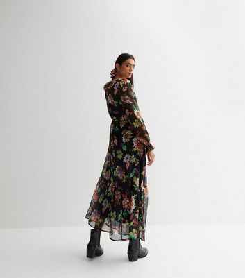 Chiffon long sleeve sale midi dress