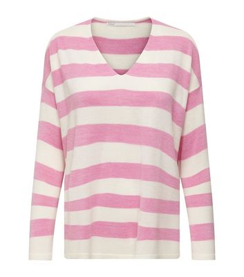 Pink and shop white striped jumper