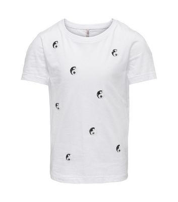 KIDS ONLY White Sequin Yin and Yang T-Shirt New Look