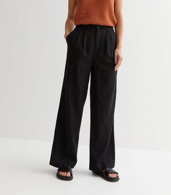 Linen blend wide leg cheap pants