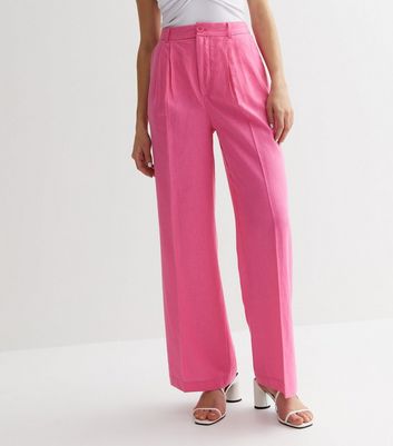 Bright Pink Slinky Ruched Bum Detail Trousers  PrettyLittleThing