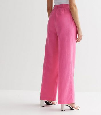 COLLUSION straight leg pants with seam detail in bright pink PU | ASOS