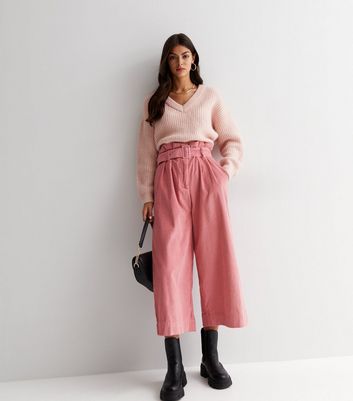 New Look Petite satin wide leg trouser in pink  ASOS