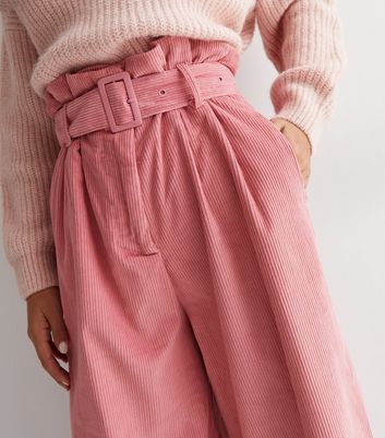 Sunshine Soul Pink Cord Belted Wide Leg Trousers New Look