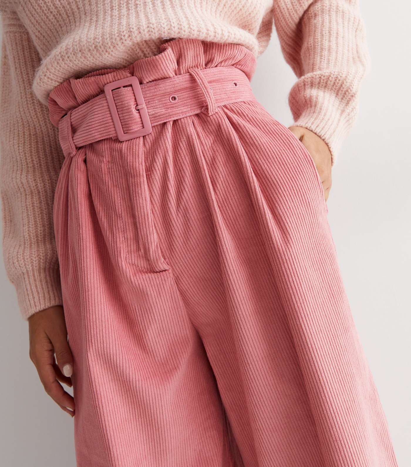 Sunshine Soul Pink Cord Belted Wide Leg Trousers Image 2
