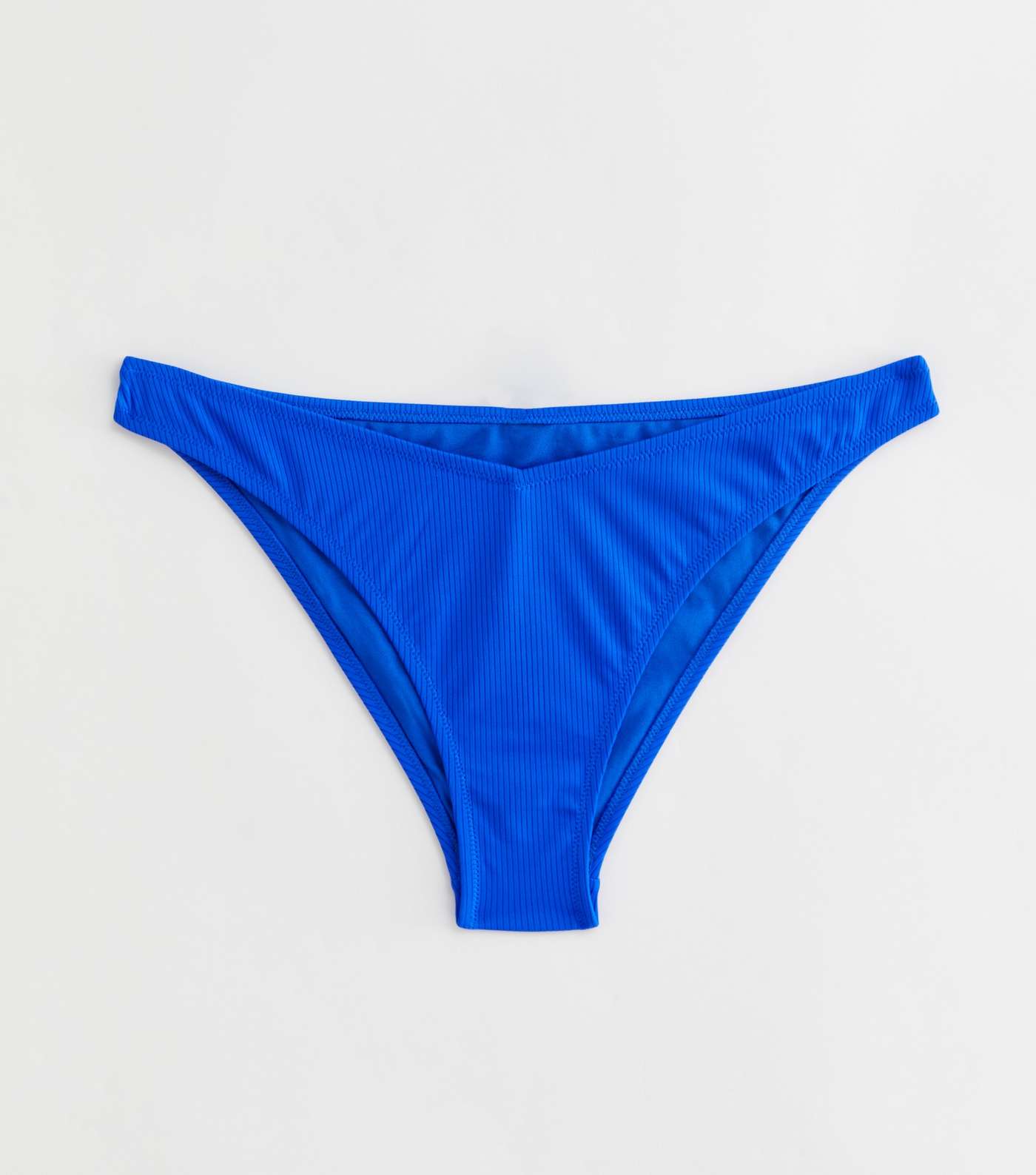Bright Blue Ribbed V Front Bikini Bottoms Image 5