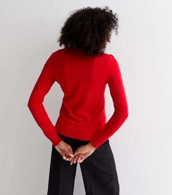 Sunshine Soul Red Fine Knit Lace Appliqué Crew Neck Jumper | New Look