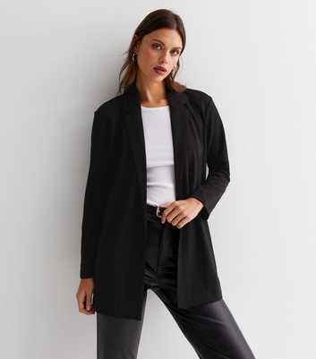 JDY Black Jersey Revere Collar Long Sleeve Blazer