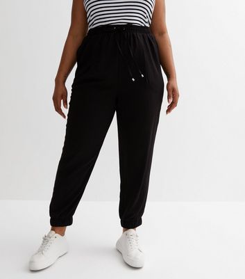 Curves Black Drawstring Joggers New Look