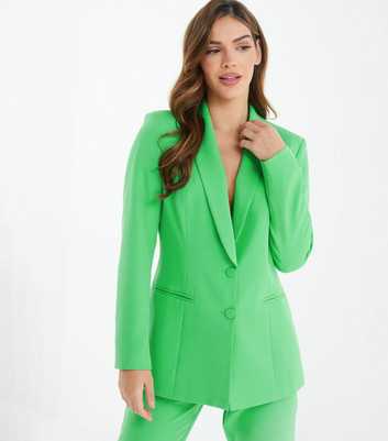 QUIZ Green Revere Collar Tailored Blazer