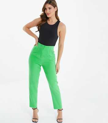QUIZ Green High Waist Tailored Trousers