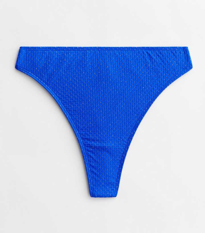 Bright Blue High Waist Thong Bikini Bottoms | New Look