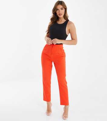 QUIZ Bright Orange High Waist Tailored Trousers