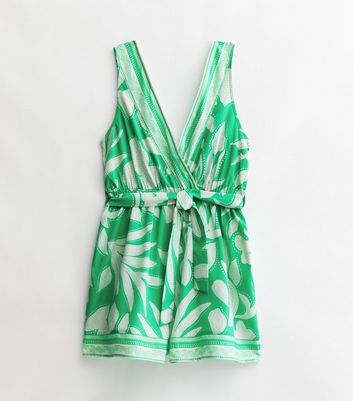 Green Abstract Spot Beach Playsuit New Look