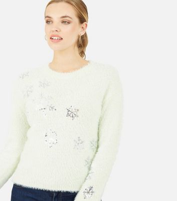 Mela Light Green Sequin Snowflake 