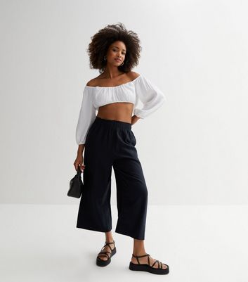 Navy wide store leg cropped pants