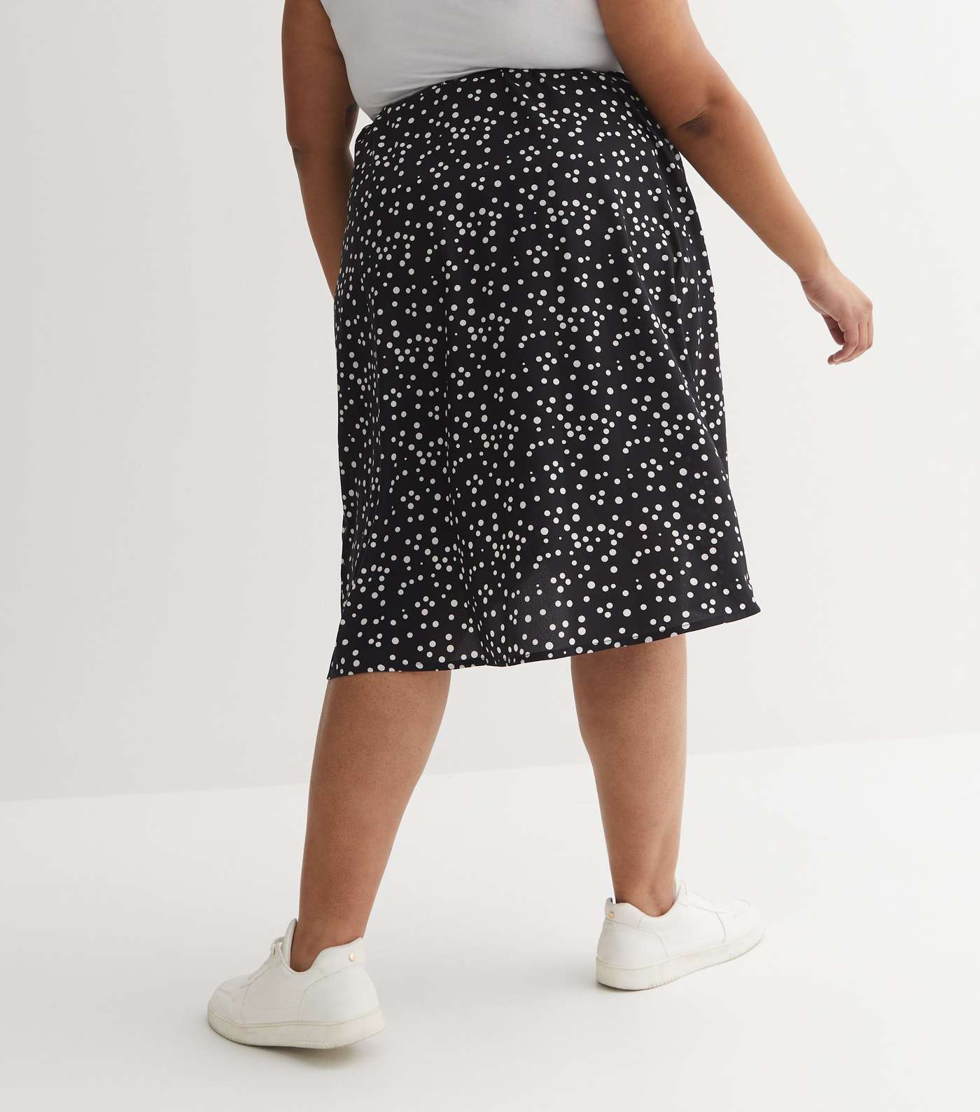 Black Spot Crepe Midi Wrap Skirt Image 8