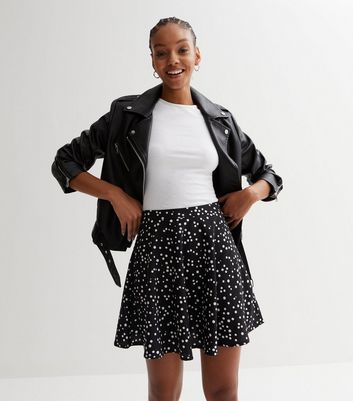 New look black store polka dot skirt