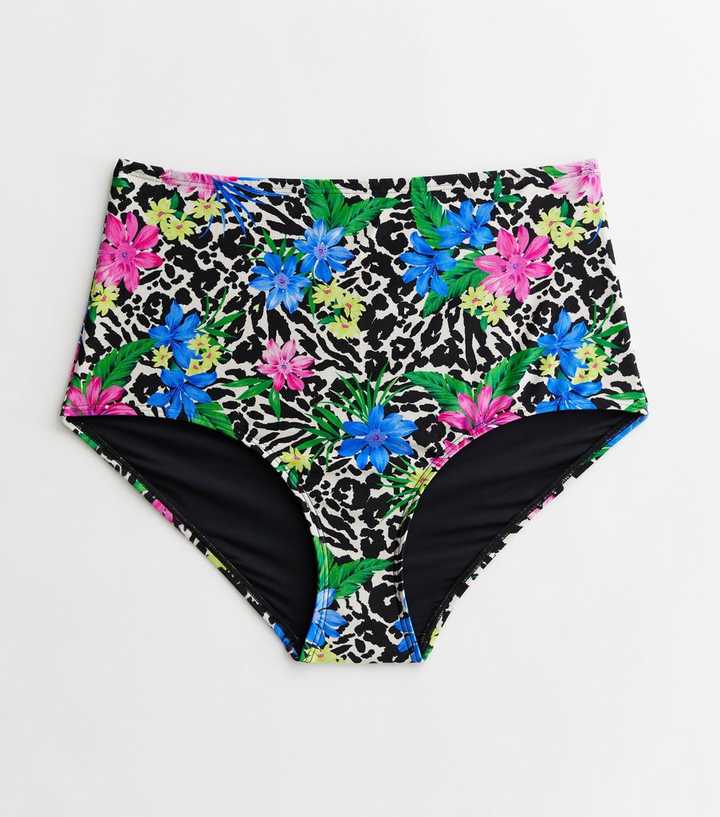 Curves Multicoloured Tropical High Waist Bikini Bottoms