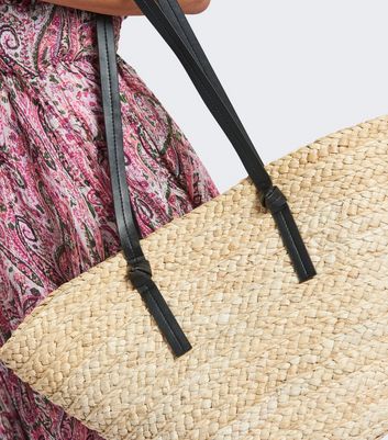 South Beach Light Brown Straw Effect Bag New Look