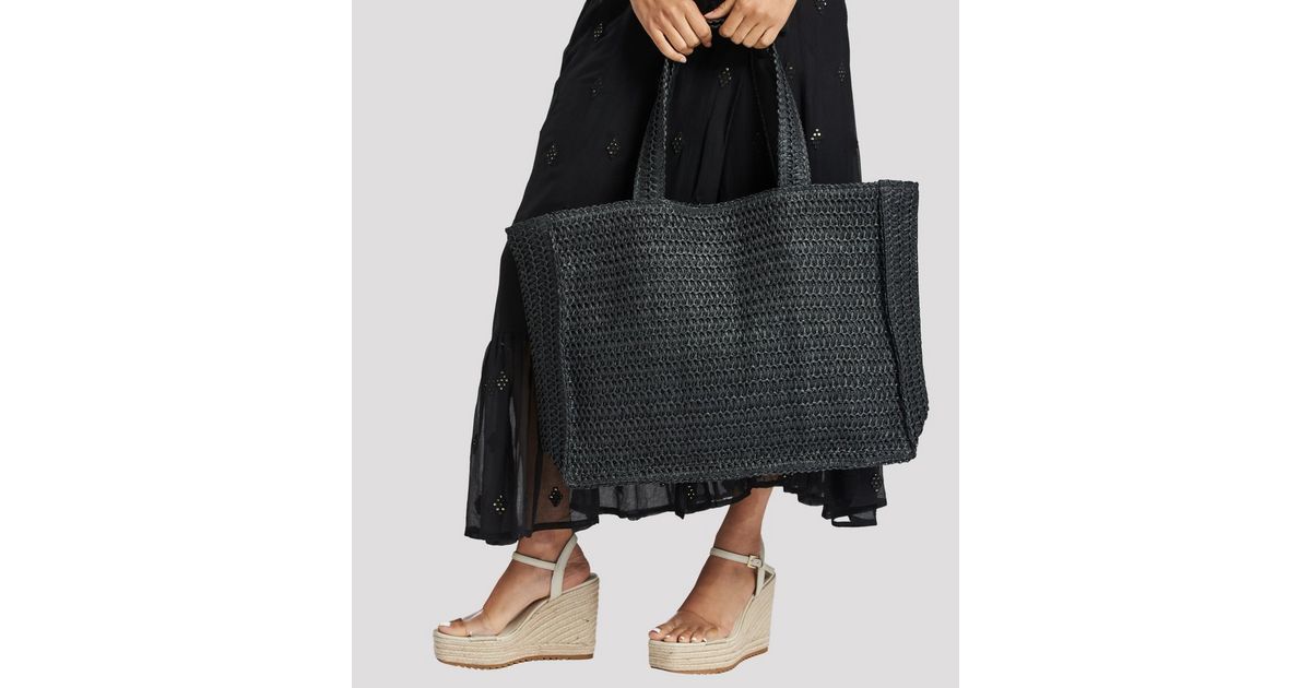 South Beach Black Woven Straw Effect Tote Bag New Look