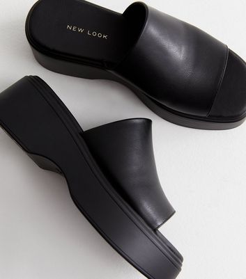 Black 2025 flatform sliders