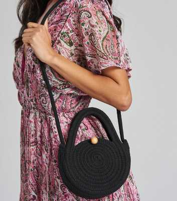 South Beach Black Rope Swirl Beaded Cross Body Bag