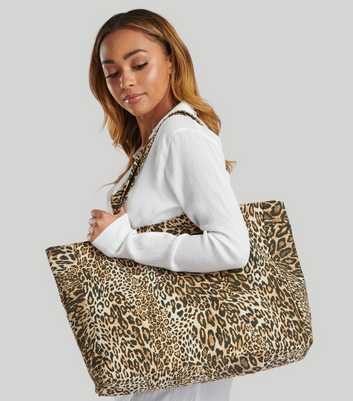 South Beach Brown Leopard Print Tote Bag